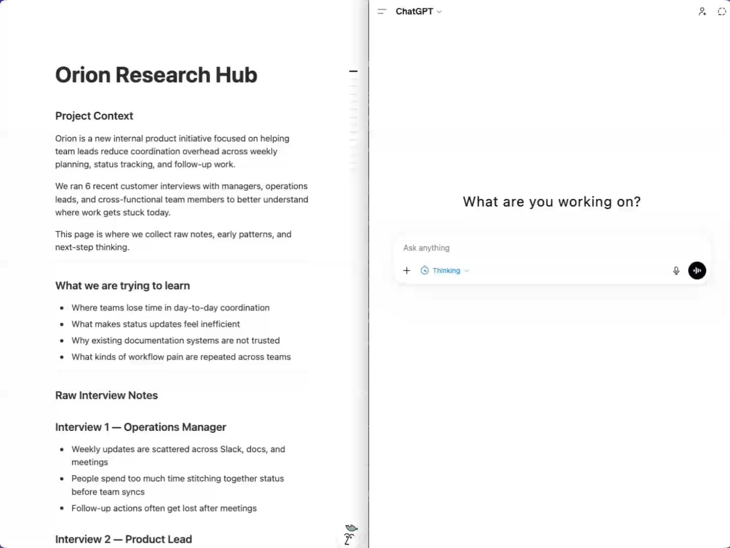 Before: Your context stays fragmented across tools, forcing you to repeatedly move and rebuild it